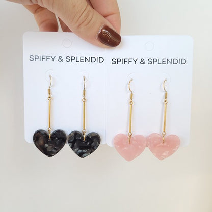 Mina Heart Earrings - Pink