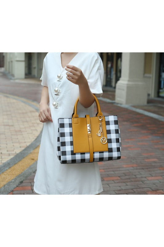 Yola Checkered Satchel Bag