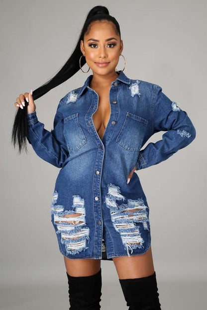 Hot Sexy Denim Jacket Dress