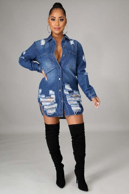 Hot Sexy Denim Jacket Dress