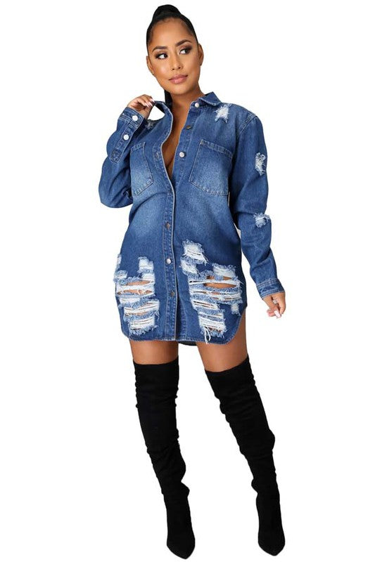 Nova Sexy Denim Jacket Mini Dress