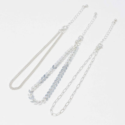 Chevron Chain Anklet, Set of 3