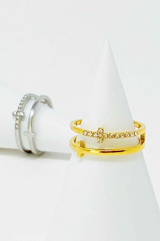 Forever Double Cross Ring