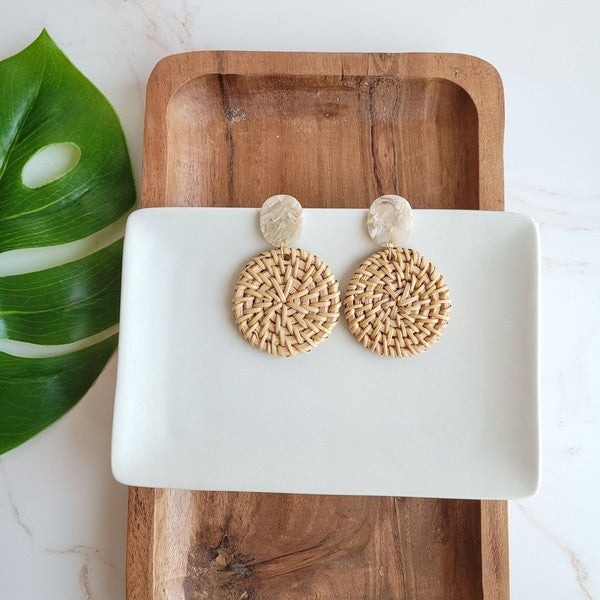 Dominica Earrings - Dark Rattan