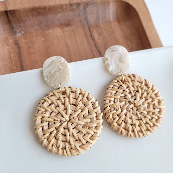 Dominica Earrings - Dark Rattan