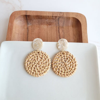 Dominica Earrings - Dark Rattan