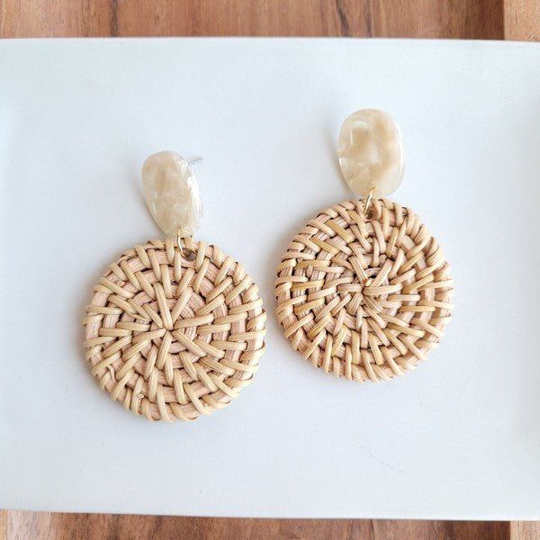 Dominica Earrings - Dark Rattan