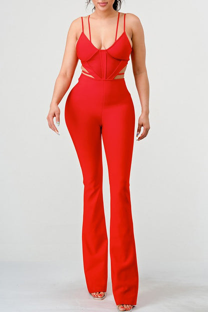 DOUBLE SPAGHETTI STRAP BODYCON JUMPSUIT