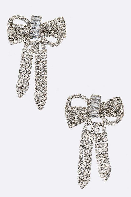 Crystal Bow Tie Statement Earrings