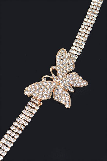 Rhinestone Butterfly Chain Belt