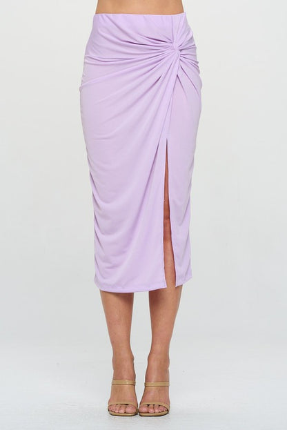 Made in USA Midi Skirt with Front Knot and Slit