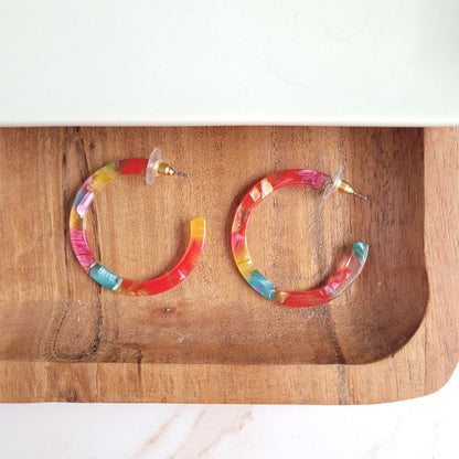 Camy Hoops - Rainbow Confetti