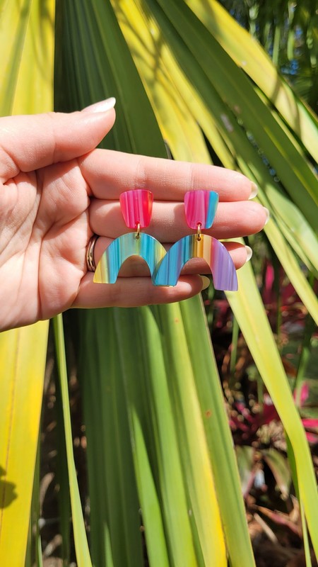 Ruby Earrings - Rainbow Stripe