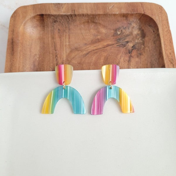 Ruby Earrings - Rainbow Stripe