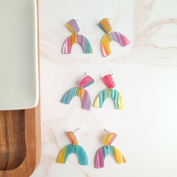 Ruby Earrings - Rainbow Stripe