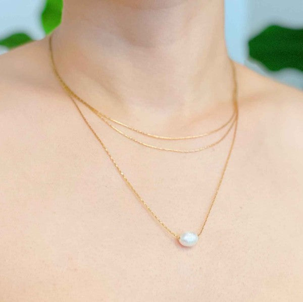 Layered Freshwater Pearl Pendant Necklace