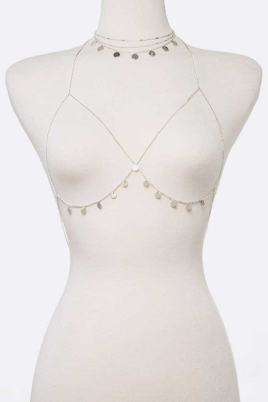 2 In 1 Fringe Disk Bra Chain Set