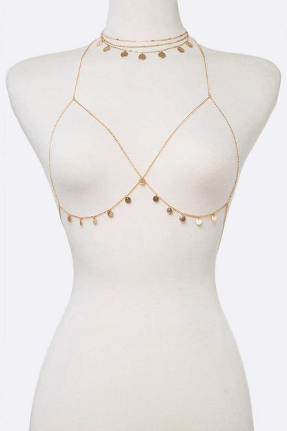 2 In 1 Fringe Disk Bra Chain Set