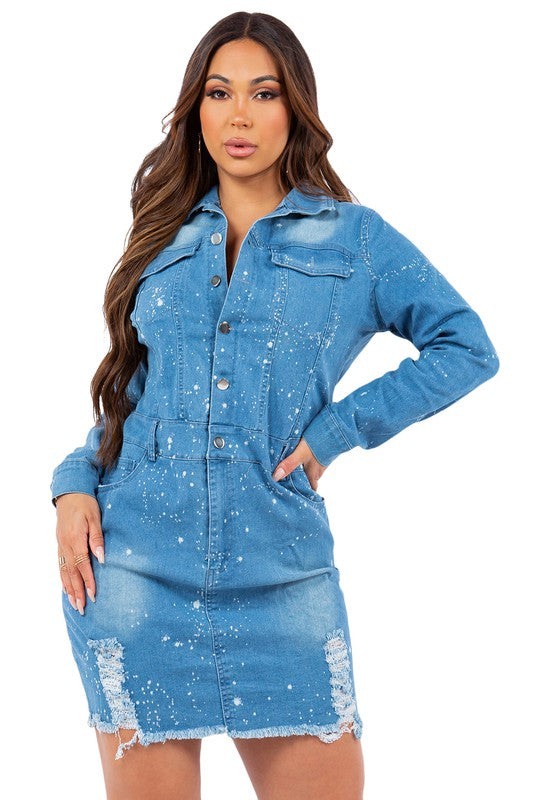 Diamond Glaze Sexy Denim Fashion Mini Dress