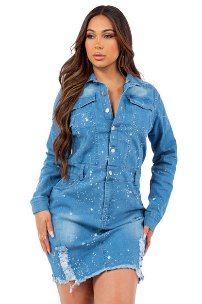 Diamond Glaze Sexy Denim Fashion Mini Dress