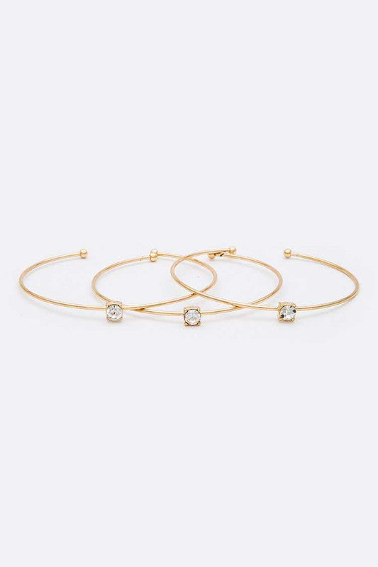 Crystal Triple Wired Convertible Bangle Set