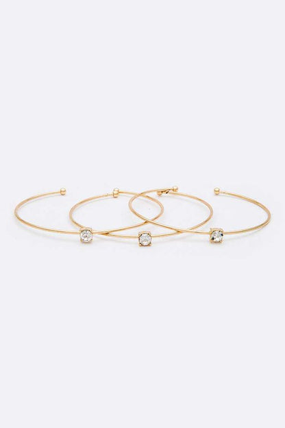 Crystal Triple Wired Convertible Bangle Set