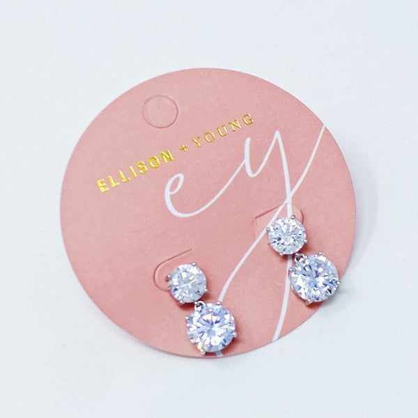 Double Diamond Dangle Earrings