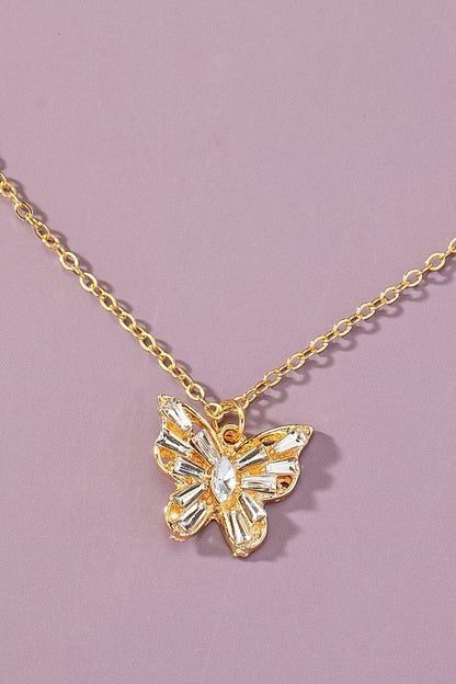 CZ BUTTERFLY PENDANT NECKLACE