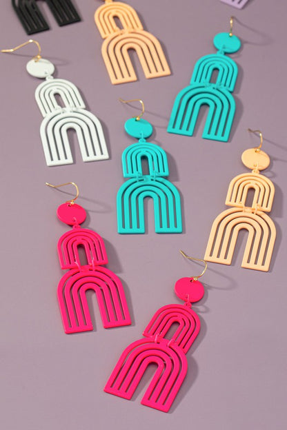 Cutout Metal Arch Drop Earrings with Color Coating