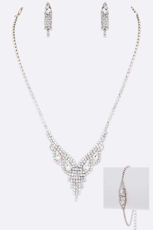 Cubic Rhinestone 3 PC Necklace Set