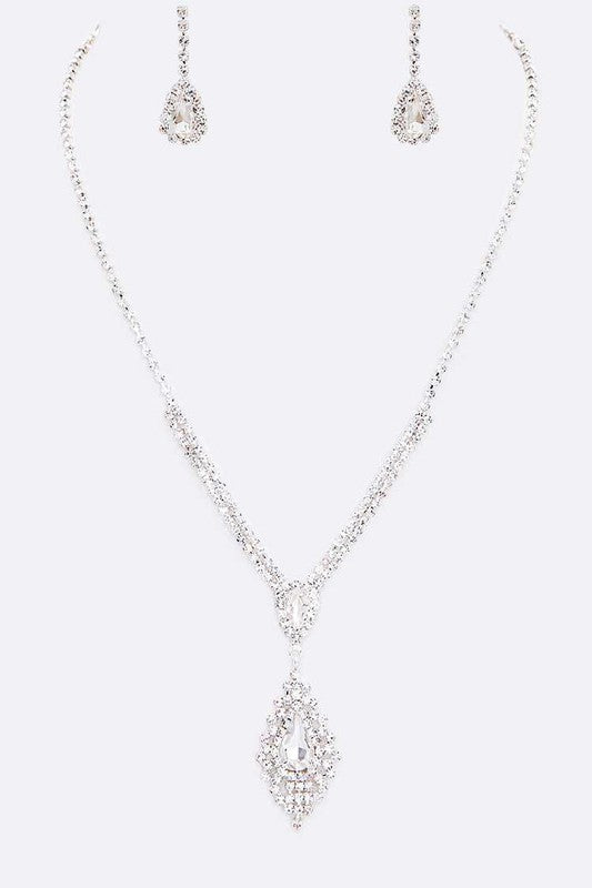 3 PC Evening Rhinestone Pendant Necklace Set