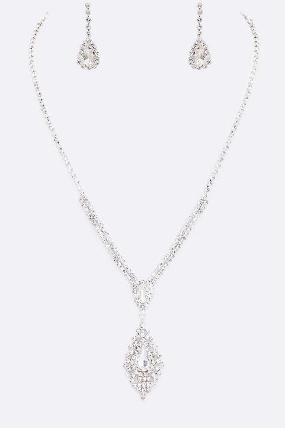 3 PC Evening Rhinestone Pendant Necklace Set