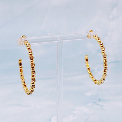 Ball And Jewel Hoop Earrings