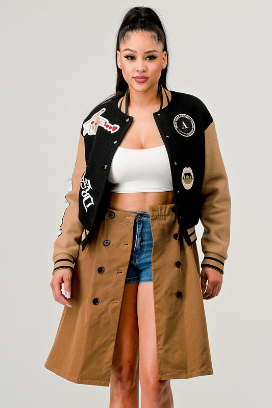 Athina Black Queen letterman Jacket