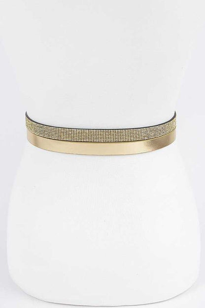 Rhinestone Metallic 2 In 1 Skinny Belt Set