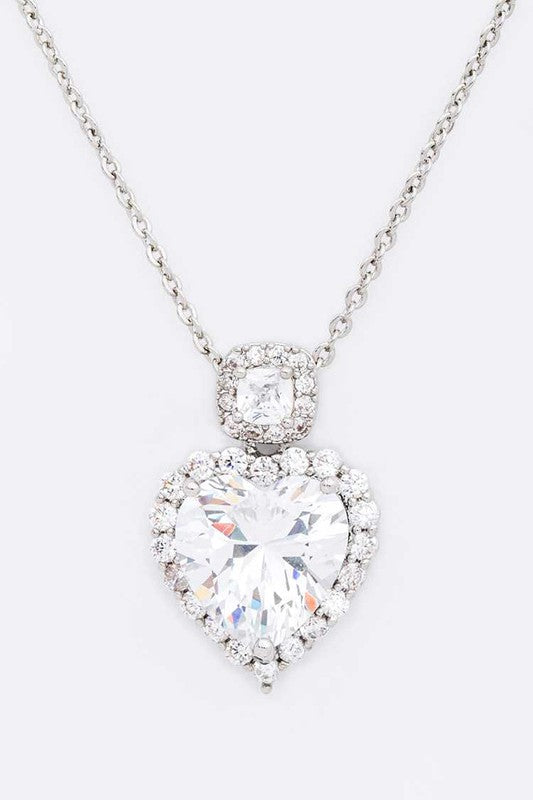 Cubic Zirconia Heart Pendant Necklace