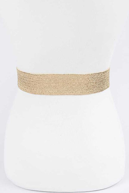 Square Buckle Coated Faux Straw Belt