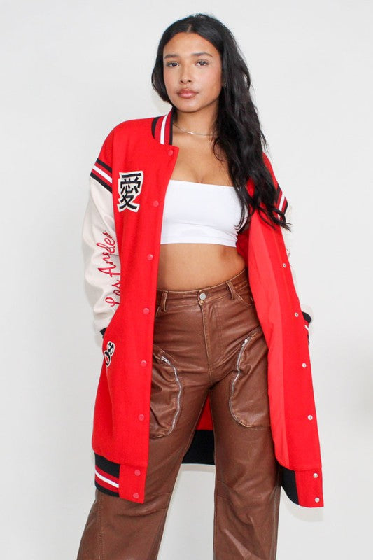 Long Fit Letterman Jacket