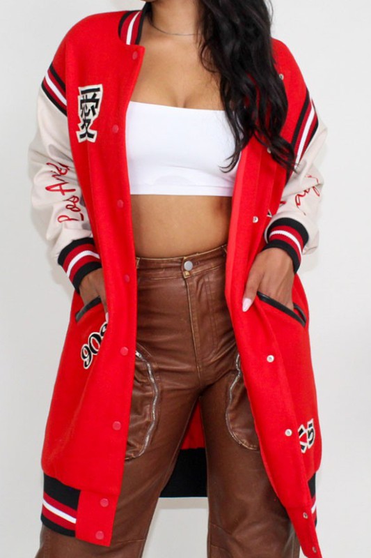 Long Fit Letterman Jacket