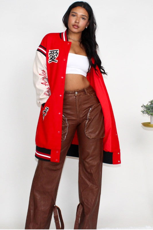 Long Fit Letterman Jacket