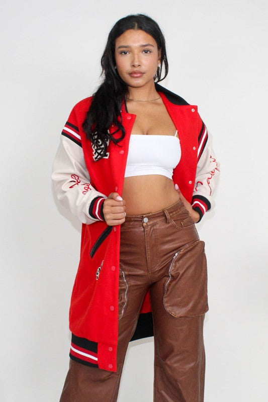 Long Fit Letterman Jacket