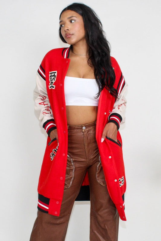 Long Fit Letterman Jacket