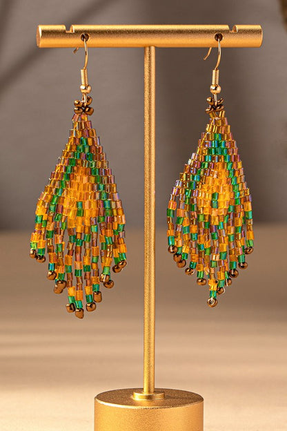 Boho seed bead drop earrings