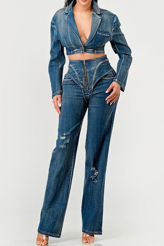 Cool Chick Denim Pant Set