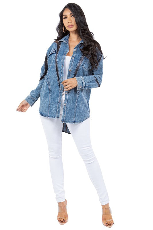 SEXY FASHION DENIM SHIRT JACKET