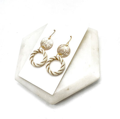 White Gold Twist Acrylic Metal Earrings