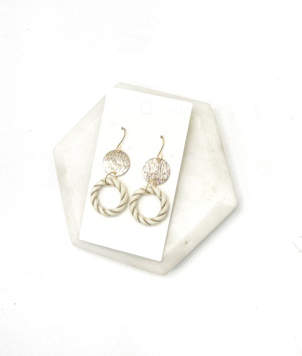 White Gold Twist Acrylic Metal Earrings