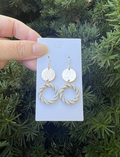 White Gold Twist Acrylic Metal Earrings