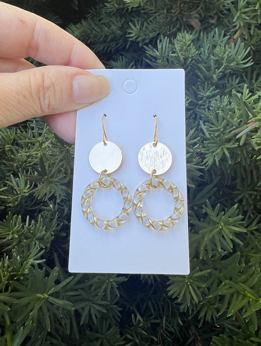 Clear Gold Twist Acrylic Metal Earrings