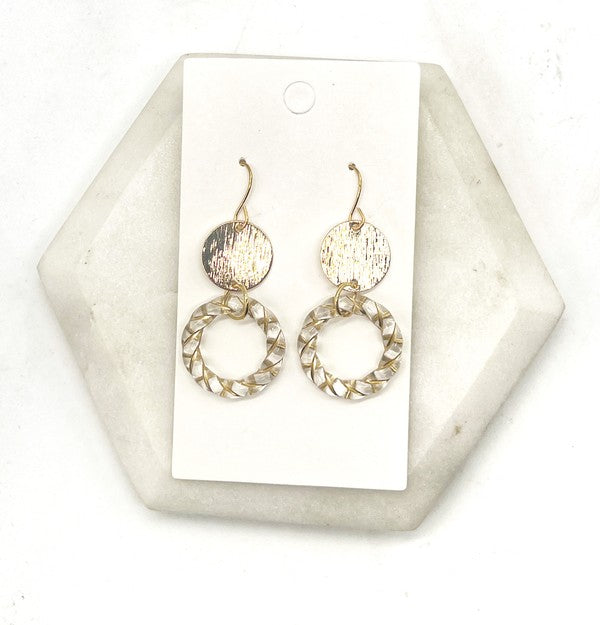 Clear Gold Twist Acrylic Metal Earrings